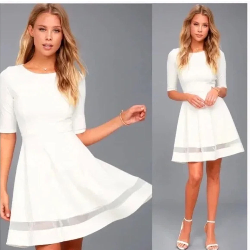 Lulu's Classic White Long Sleeve Dress